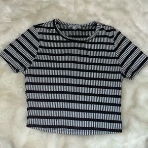 Black and grey striped crop top.